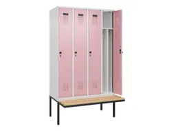 locker met bank,voor scheiding van kleding,HxBxD 2120x1200x815mm,4vak
