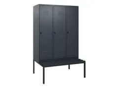 locker met bank,HxBxD 1950x1200x815mm,3vak,vak B 400mm,draaigrendel