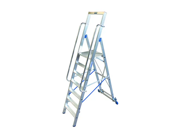 verrijdbare treden-platformladder eenzijdig 7treden stand H 1 65m