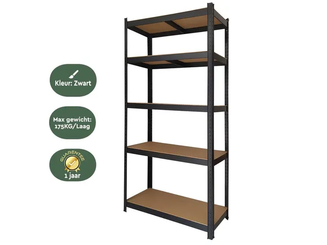 Rayonnage 5 tablettes 90x40x180cm SU175 max 875kg noir