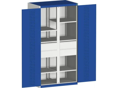 kast met geperforeerde platen,HxBxD 2000x1300x650mm,4xStalen bodem