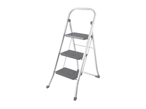 Perel Huishoudtrap met hoge beugel 3 treden antislip inklapbaar