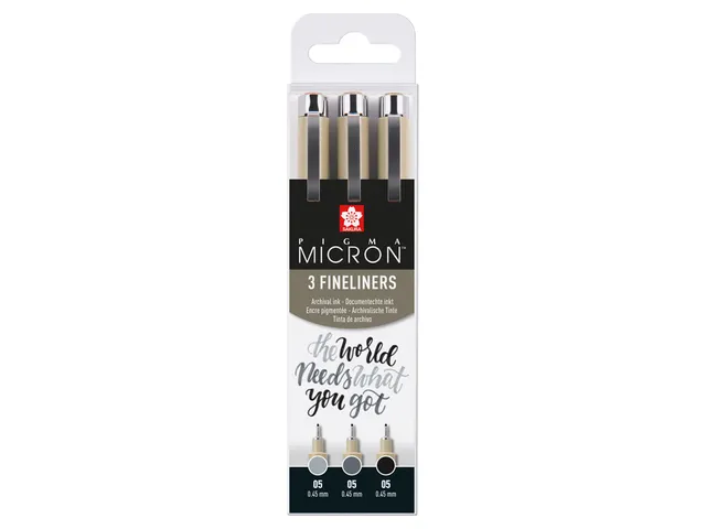 Fineliner Sakura Pigma Micron 05 set noir gris 3 tailles