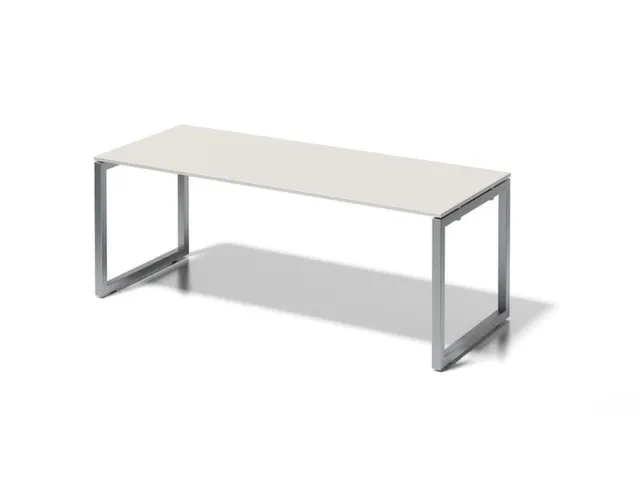 bureau,HxBxD 740x2000x800mm,blad grijswit,sledeframe zilverkleurig