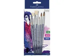 Penselenset Faber-Castell 6 stuks 3x plat (6,10,14) 3x rond (2, 6,10)
