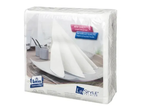 Linstyle servet 39x39cm, wit 1/4 vouw, 1 lgs, 12x50