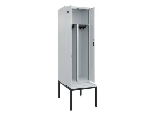 PBM-locker met bank,HxBxD 2120x600x815mm,2vak,vak B 300mm,draaigrendel