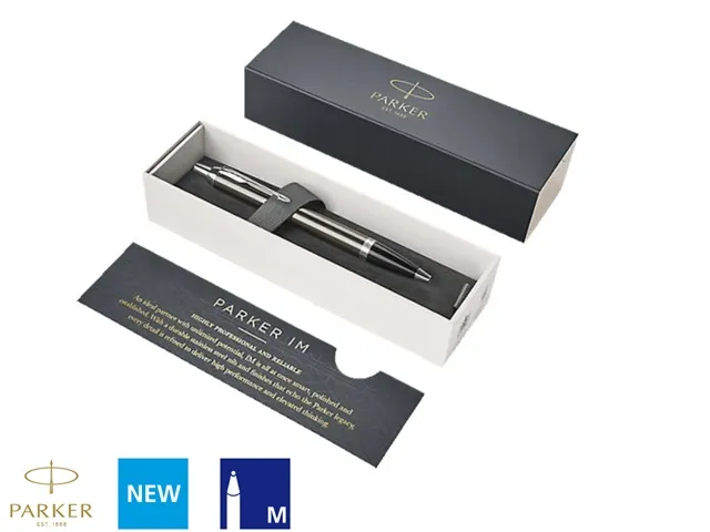 Balpen Parker IM Dark Espresso CT Medium Blauwe inkt
