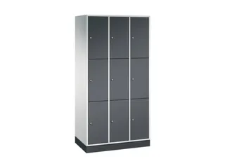 lockerkast,RAL 7035/RAL 7021,HxBxD 1950x920x500mm,3x3vakken,cil.-slot - 2