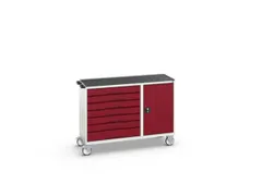 montagetafel 965x1300x550mm staalblad 7 laden kast front RAL3004