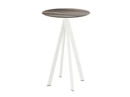 statafel,HxØ 1090x700mm,rond,4voeten wit,blad HPL Tropical Wood