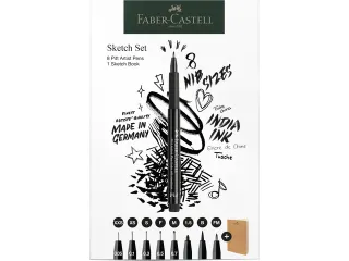 Tekenset Faber-Castell 8x pitt artist pen zwart incl. schetsboek 140gr - 4