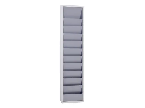 orderplanner,10vakken,HxBxD 1278x315x74mm,plank(en) plaatstaal,grijs
