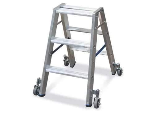 Vouwladder Aluminium H 750Mm Aan Beide Zijden Te Gebruiken 2X3Treden