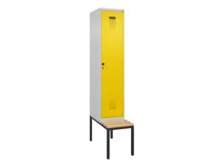 locker met bank,HxBxD 2120x400x815mm,1vak,vak B 400mm,draaigrendel - 3
