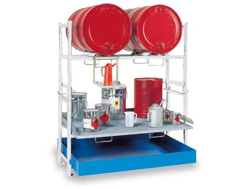 Complete Aanbieding Stapelframes 2x200l Opvangbak Rooster Verzinkt