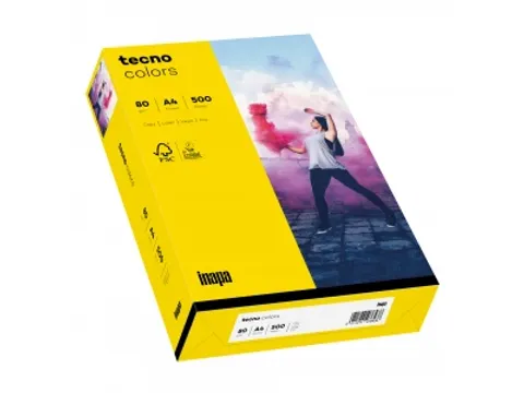 Inapa Tecno colors Gekleurd papier A4 Intens Geel 80 gram 500 vel