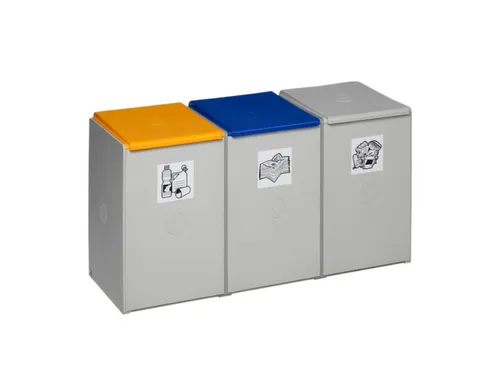 Afvalverzamelaar 3-voudig module HxBxD 570x1060x405mm 60 liter Grijs