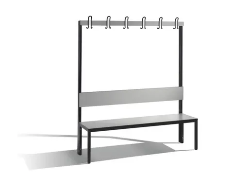 omkleedbank,HxLxD 1710x1500x407mm,HPL zilvergrijs,frame staal RAL7021