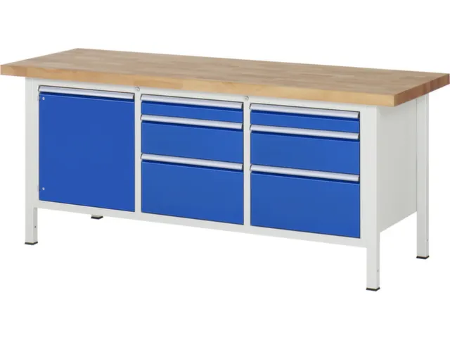 werkbank,HxBxD 840-1040x2000x700mm,beukblad,draagverm. 1250kg,4voeten