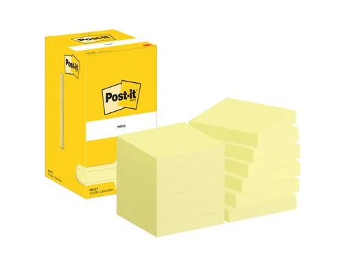 Memoblok Post-it 654 76x76mm geel 12 stuks