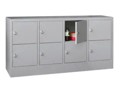 lockerkast,HxBxD 855x1600x500mm,4x2vakken,RAL7035,front RAL5012