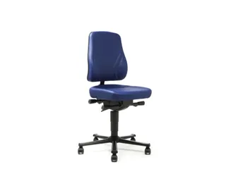 Werkplaatsstoel,zitting kunstleer blauw - 2