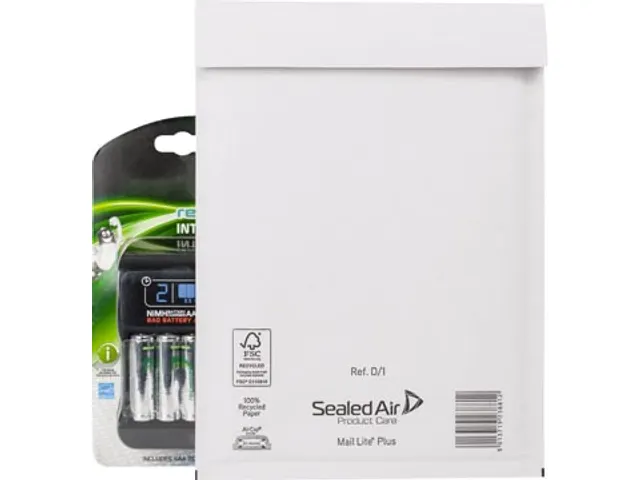 Plus luchtkussenenveloppen, wit, D/1, 180 x 260 mm, doos van 100 stuks