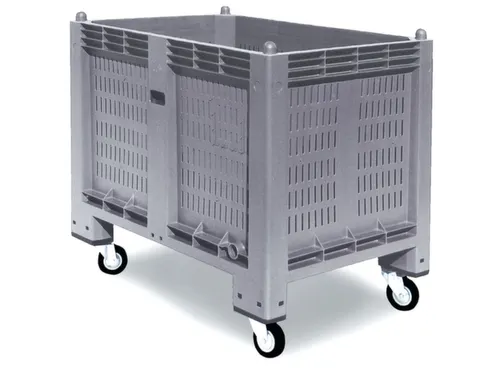 Stapelcontainer 850x1200x800mm 550 liter Wanden Gesleufd Wielen Grijs