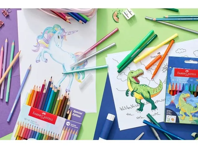 Crayon de couleur hexagonal Licorne 18 couleurs + 6 pastel