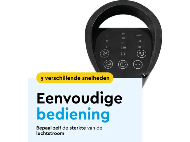 Torenventilator F500 zwart 79cm Stille Ventilator