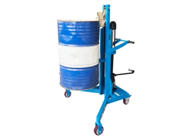 élévateur à fûts,force 450kg,châssis roulant coudé,roul. piv. PU