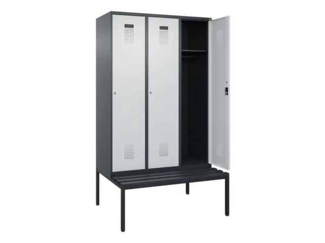 locker met bank,HxBxD 2120x1200x815mm,3vak,vak B 400mm,cilinderslot