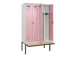 PBM-locker met bank,HxBxD 2120x1200x815mm,4vak,vak B 300mm