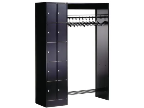locker met kapstok,HxBxD 1950x1410x480mm,romp RAL7021,front RAL7021