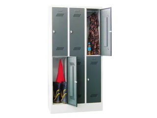 dubbeldekse locker,HxBxD 1850x900x500mm,3x2vak.,RAL7035,front RAL5012 - 1