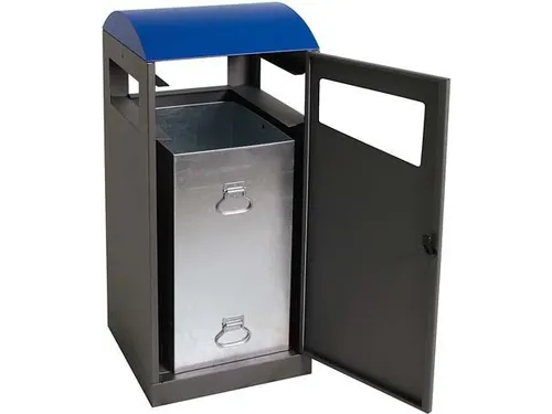 afvalbak,v. buiten,90l,HxBxD 1050x450x450mm,legbord,romp staal RAL7016