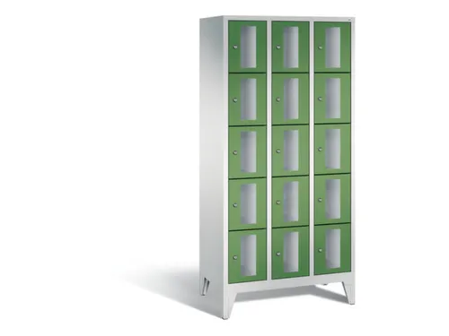Lockerkast 1850x900x500mm 3x5 vakken Cilinderslot Poten, RAL6011