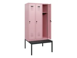 locker met bank,HxBxD 1950x900x815mm,3vak,vak B 300mm,draaigrendel