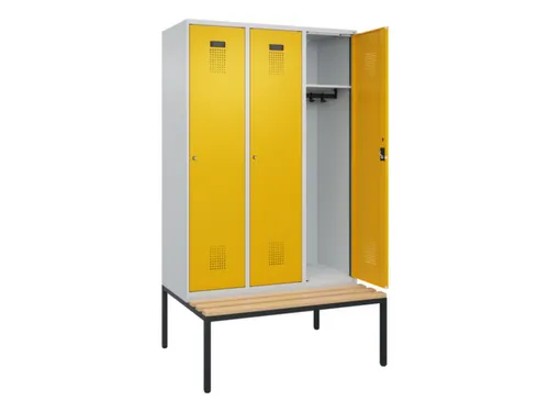 locker met bank,HxBxD 2120x1200x815mm,3vak,vak B 400mm,cilinderslot