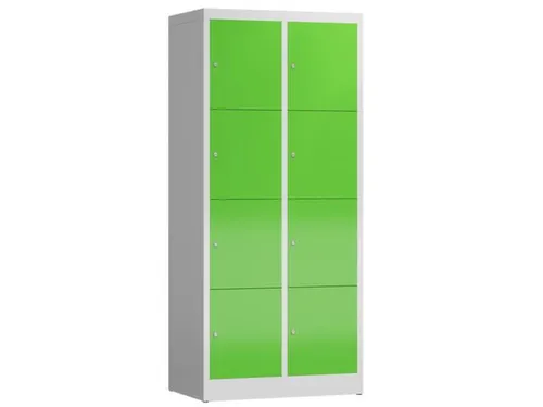 Lockerkast 1800x800x500mm 2x4 vakken cilinderslot, sokkel, RAL6018