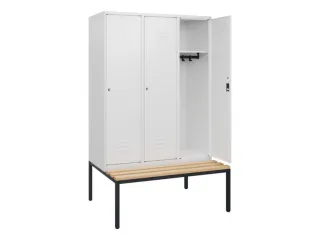 locker met bank,HxBxD 1950x1200x815mm,3vak,vak B 400mm,cil.-slot - 2