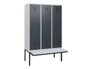 locker met bank,HxBxD 1950x1200x815mm,3vak,vak B 400mm,cilinderslot - 2