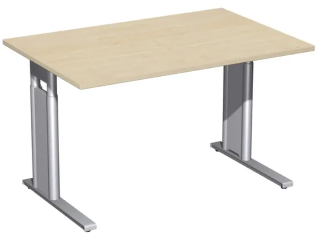 Bureau C-Poot HxBxD 680-800x1200x800mm Decor Esdoorn Zilverkleurig