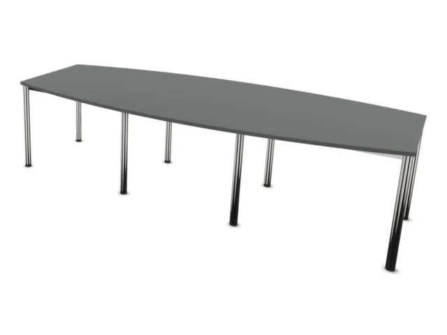 Table de conférence forme de fût 740x2800x1200mm 4 pieds gris foncé
