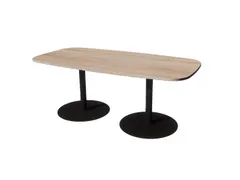 Linesto vergadertafel 200x100 deens ovaal robson eiken 25mm zwart