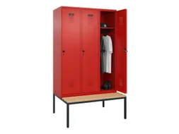 locker met bank,HxBxD 2120x1200x815mm,3vak,vak B 400mm,draaigrendel