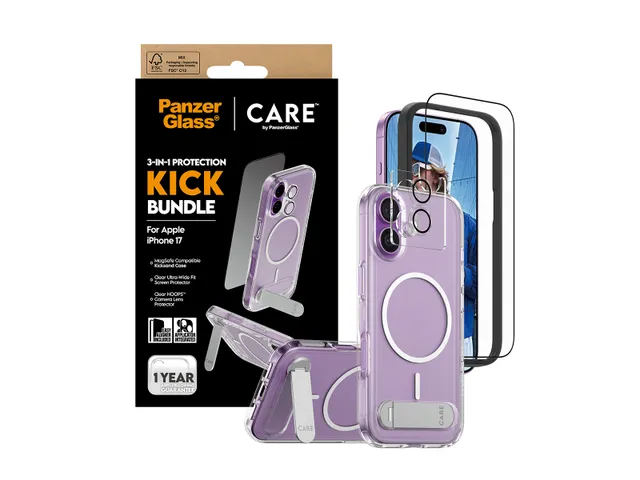 PanzerGlass | CARE by 3-in-1 Feature Kick Bundle iPhone 17, Appl