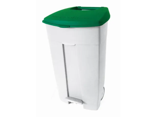 afvalbak,1x120l,HxBxD 890x560x480mm,romp PE wit,deksel PE groen