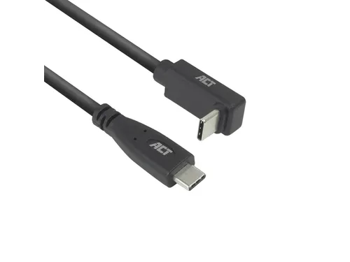 Kabel ACT USB-C standaard naar USB-C hoek boven/beneden 10Gbps 2m